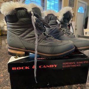 Super cute winter boots! Worn once indoors only. Brand new. Grey boot fur lined.
